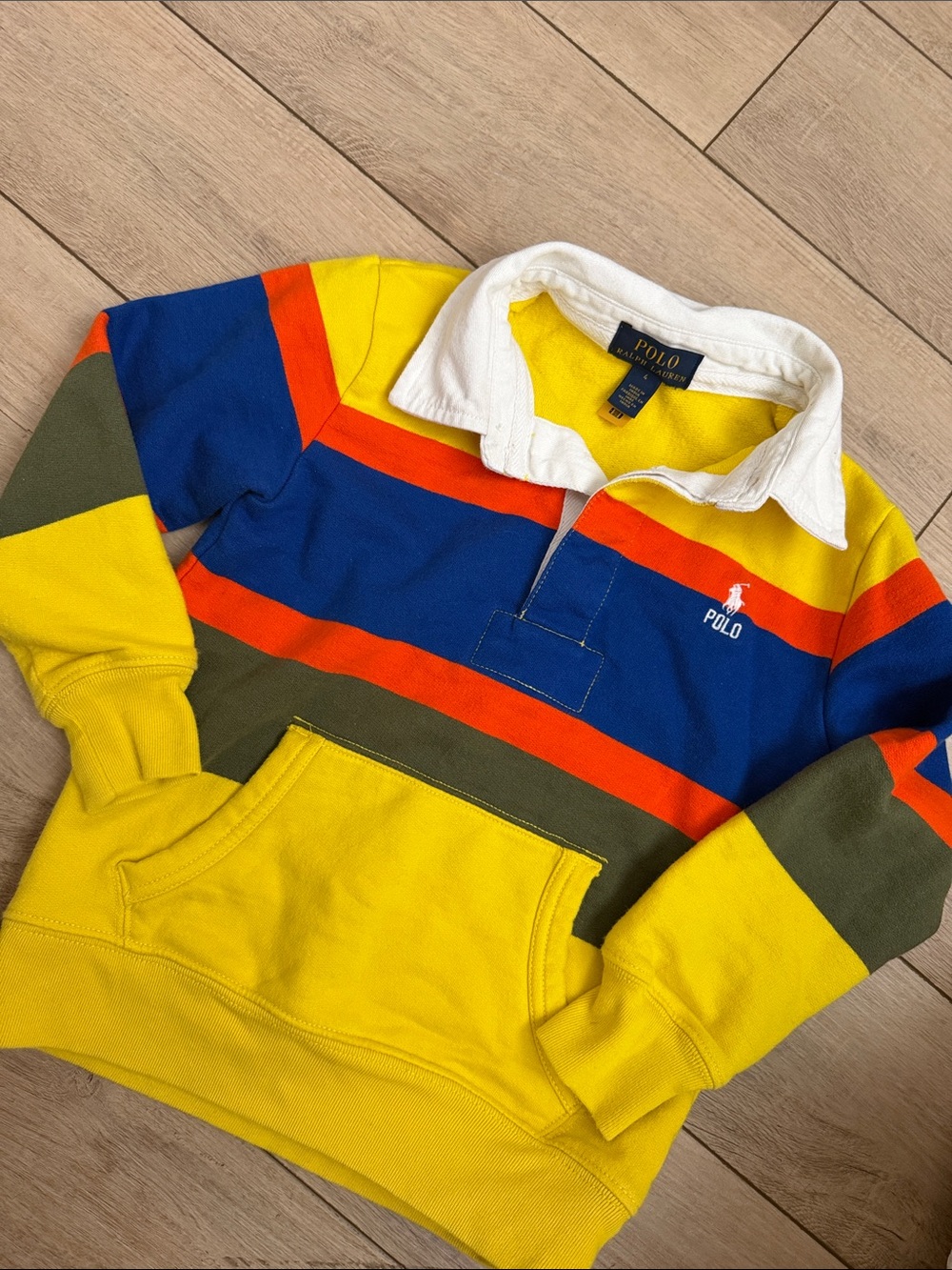 Polo by Ralph Lauren Kids Yellow Blue Multi-Stripe Rugby Pullover